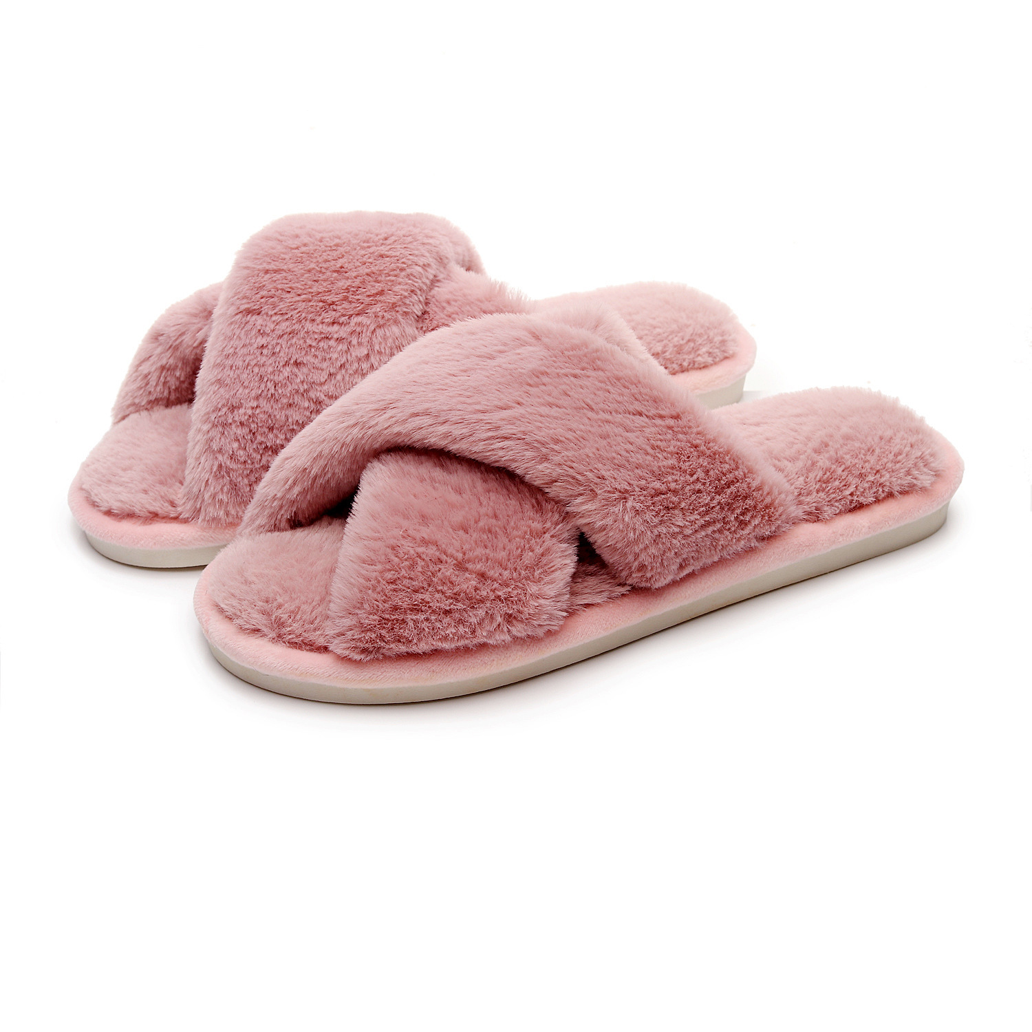 크로스 스트랩 플러시 가죽 레드