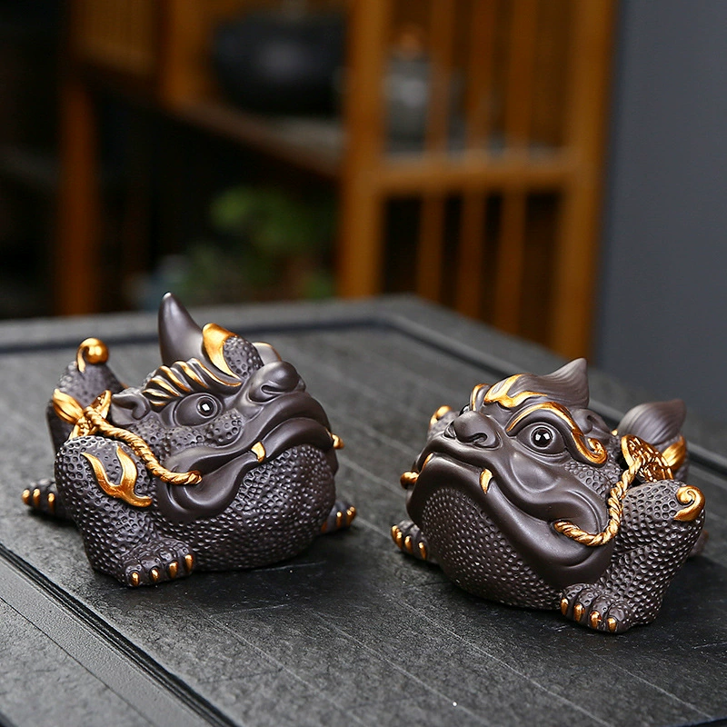 Purple Shark Winning Golden Toad Tea Pet Ornaments Premium Handmade Tea Play Tea Table Tea Table Toad Pet Tea Set Accessories