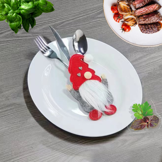 Transfronterizos nuevos artículos de decoración de Navidad enano cuchillo y tenedor cubierta sin cara viejo cuchillo y tenedor bolsas Rudolph cubierta de cubierta