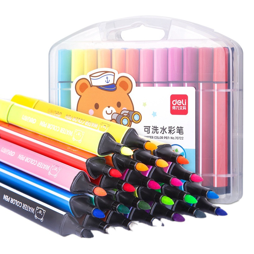 Deli 70721/22/23/24 Washable Watercolor Pen 24 Colors Kidsren's Color Pen Kindergarten Art Special