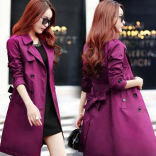 2025春秋季新款显瘦风衣女中长款大码韩版双排扣纯色女式风衣外套