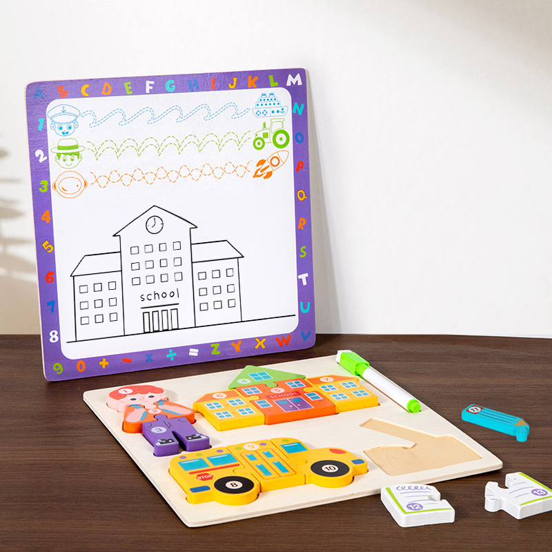 Juguetes de bloques para niños pequeños Baby Le puzzle puzzle puzzle tablero de dibujo 2 en 1 al por mayor 2 - 4 semanas