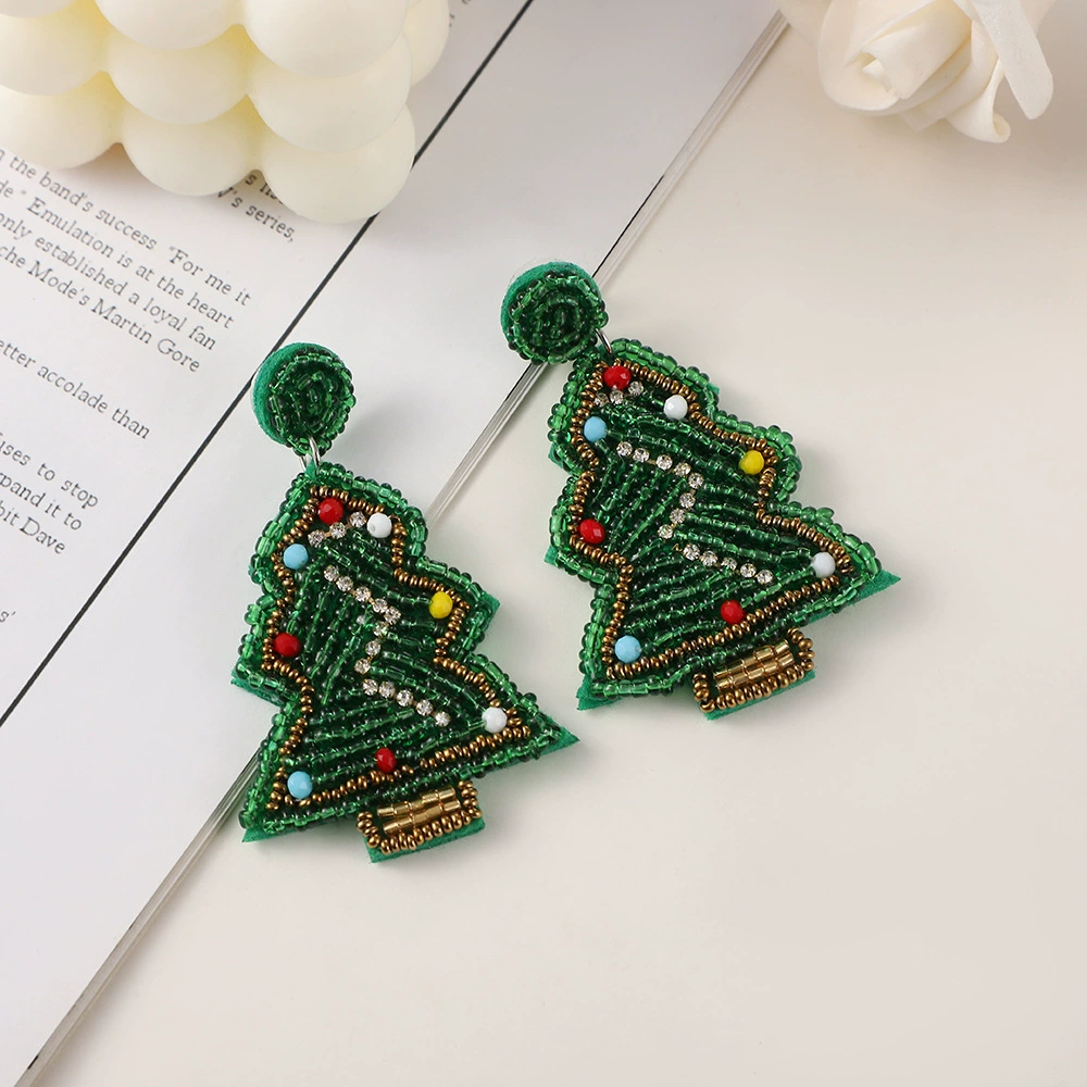 Ёлочные тканые серьги handmade, европейский стиль, со снежинками, оптовая торговля