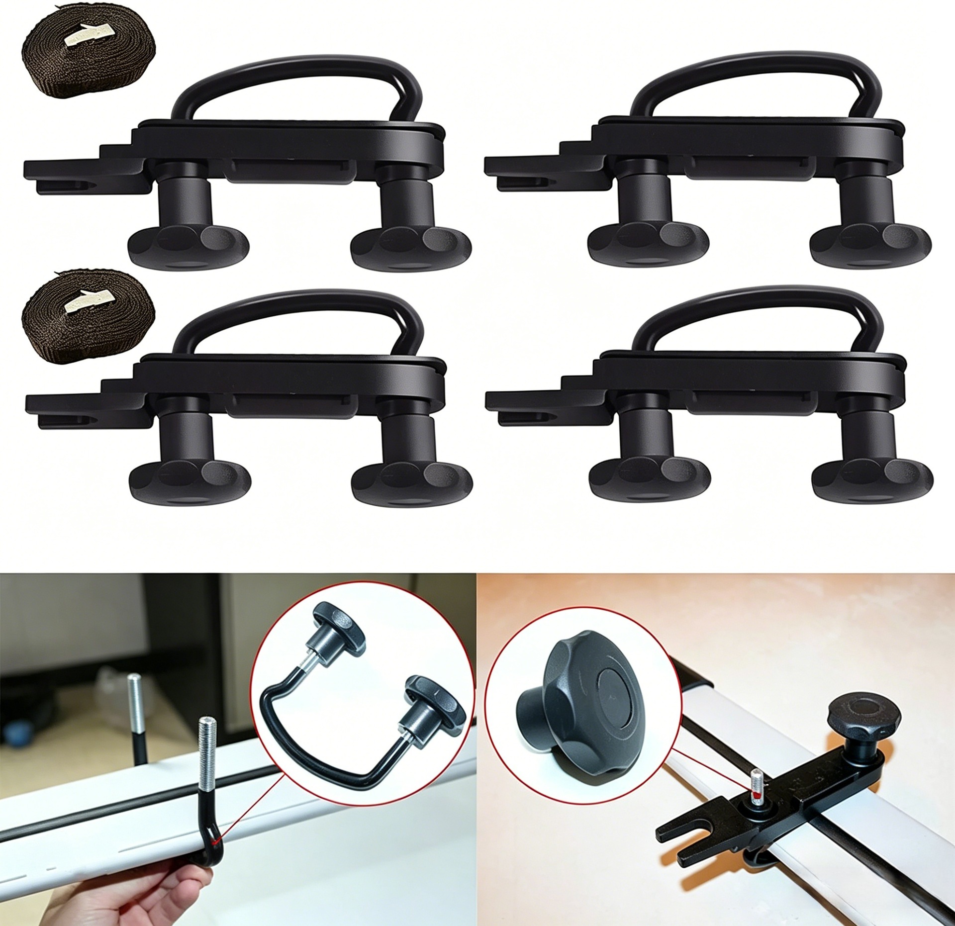 Roof Box Fixing Clamp Set, Roof Luggage Box Accessories, U-Shaped Fixing Accessories Set for Roof Luggage Box