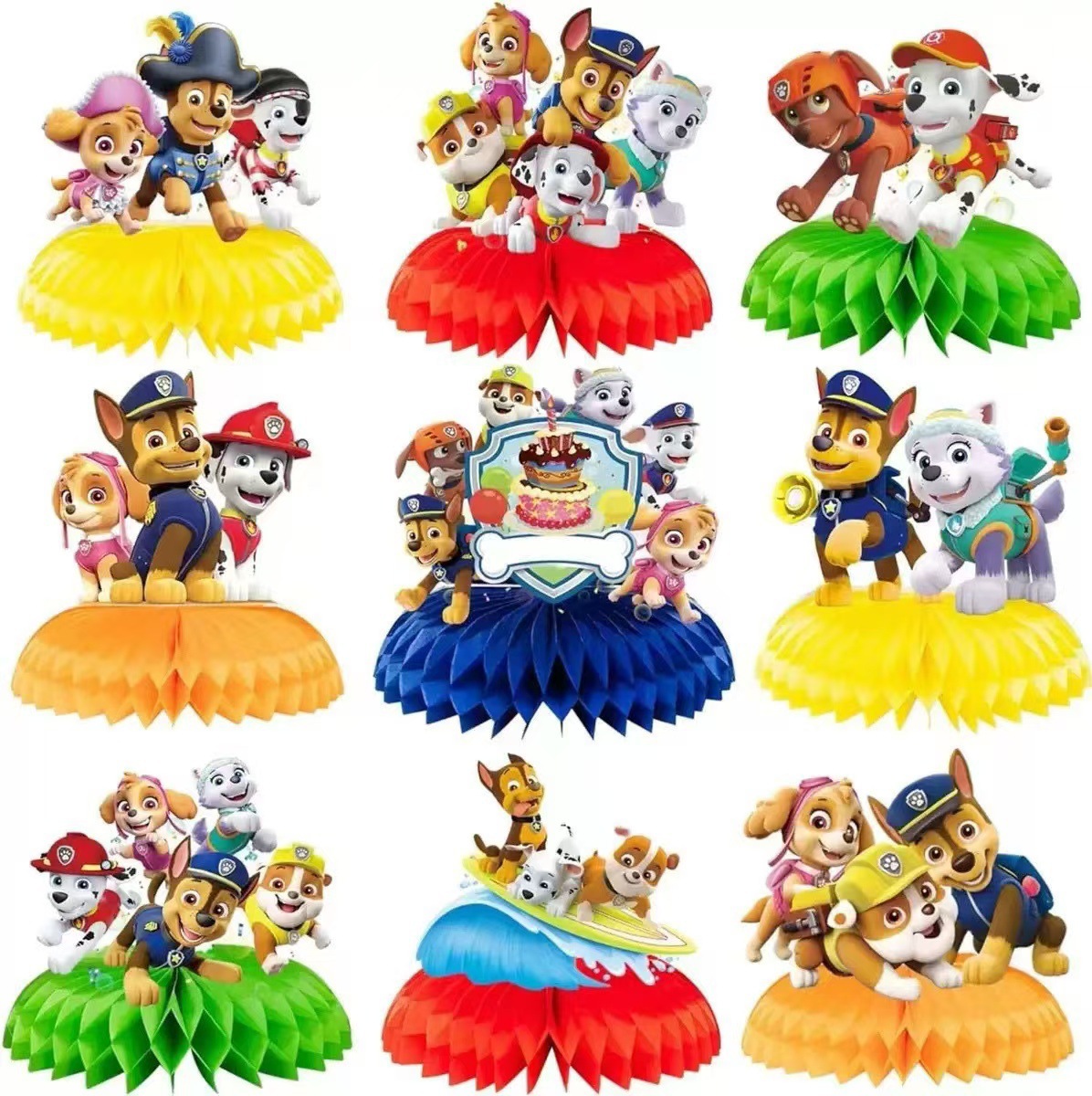 Paw Patrol Honeycomb Ornaments Birthday Party Desktop Decoration Dining Table Party Honeycomb Table Paper Honeycomb Base Supplies