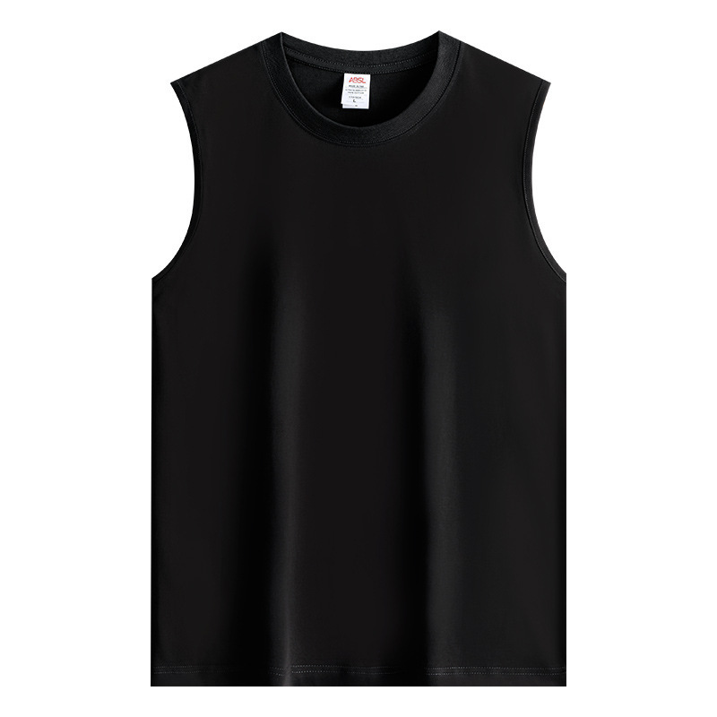 Heavyweight 220gsm cotton sleeveless tank top T-shirt, men's Japanese-style casual running sports T-shirt