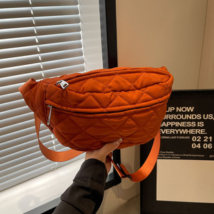 Large-Capacity Quilted Versatile Chest Bag 2025 Cross-Border New Puff Women's Waist Bag Texture Western Style Single Shoulder Crossbody Bag