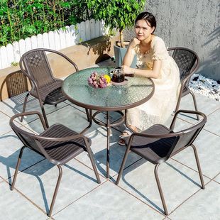 Outdoor Table and Chair Outdoor Leisure Three-piece Set Garden Terrace Ironwork Courtyard Balcony Seat Combination Small Coffee Table
