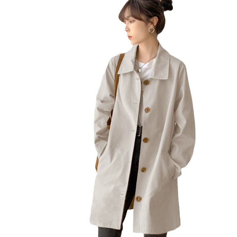 Long trench coat, jacket for students, mid-length, Korean style