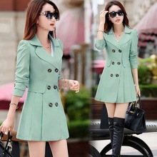 春秋装新款显瘦中长款百搭休闲--女士修身大码风衣外套