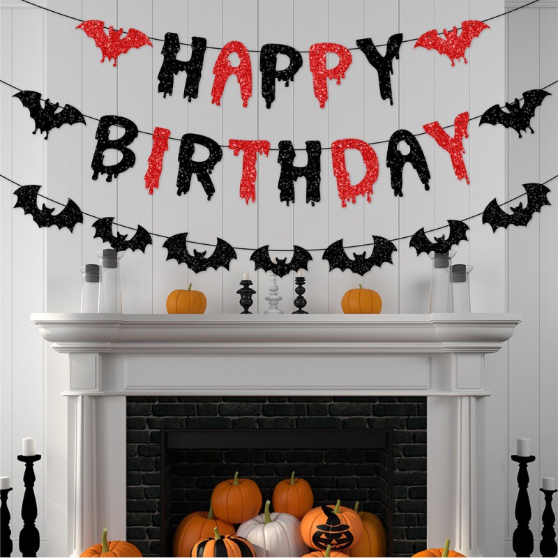 Europa y América nueva decoración de fiesta de Halloween tirar banderas murciélagos arañas tirar flores fiesta de cumpleaños decoración tirar banderas