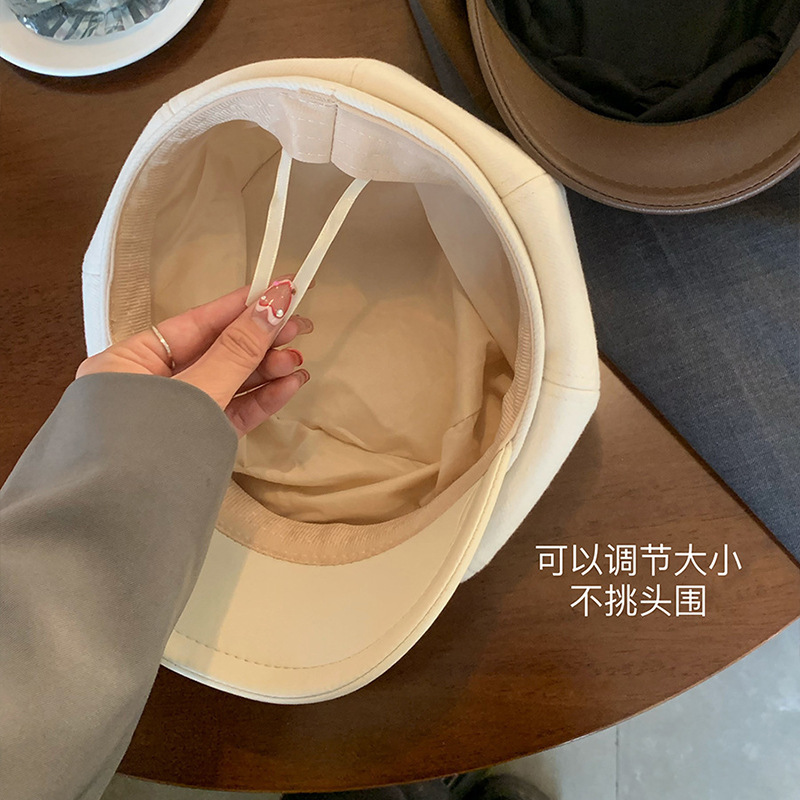 百搭毛呢贝雷帽子女显脸小秋季八角帽街头文艺复古英伦风画家帽子|undefined
