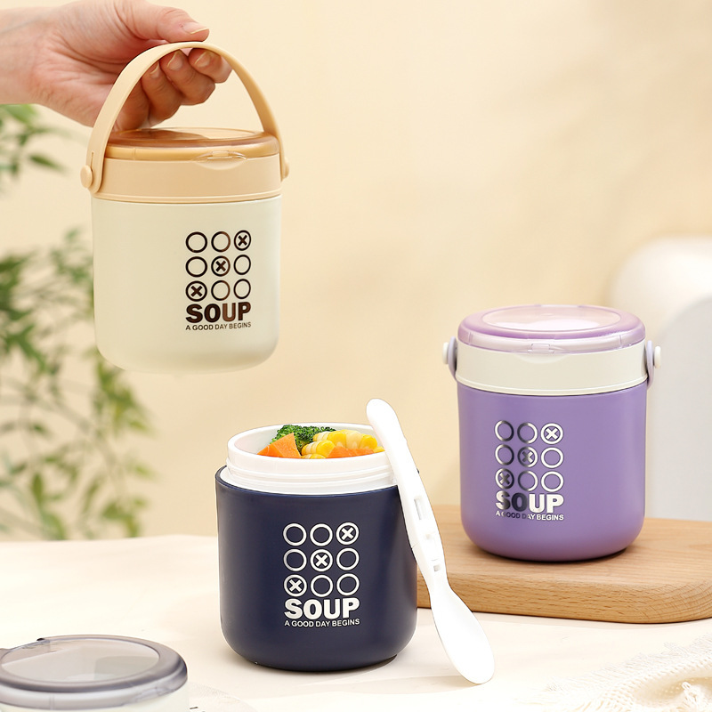 304 스테인레스 스틸 핸들 수프 컵 휴대용 학생 아침 식사 컵 우유 컵 높은 색상 가치 오트밀 컵 물 컵 식기