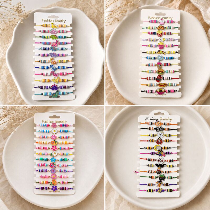 Amazon woven bracelet, multi-layered, colorful soft clay, butterfly, unicorn, heart-shaped, children's friendship bracelet