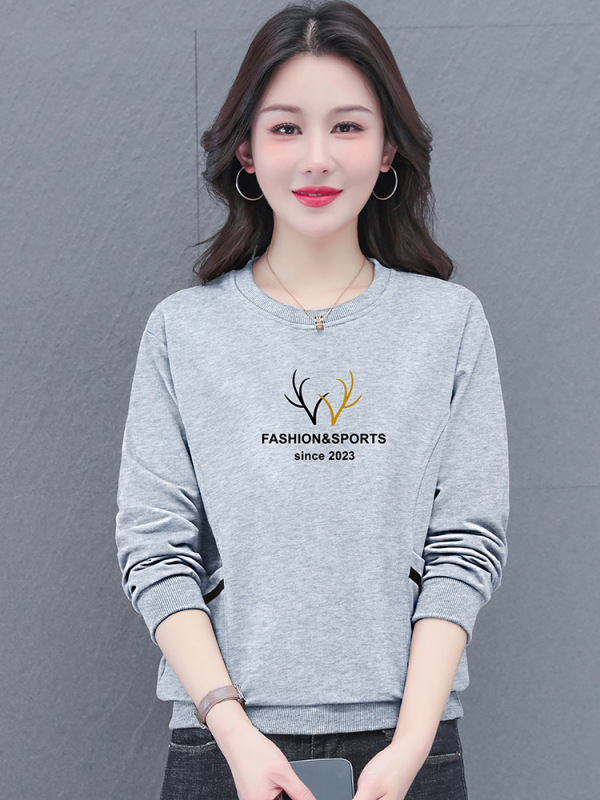 黑色卫衣女春秋2025新款女士时尚宽松圆领外套中年妈妈春装上衣|undefined