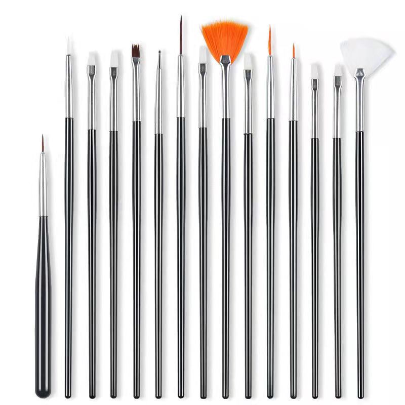 美甲笔套装拉线彩绘拉线取胶光疗点钻画花笔打磨笔刷工具15支全套