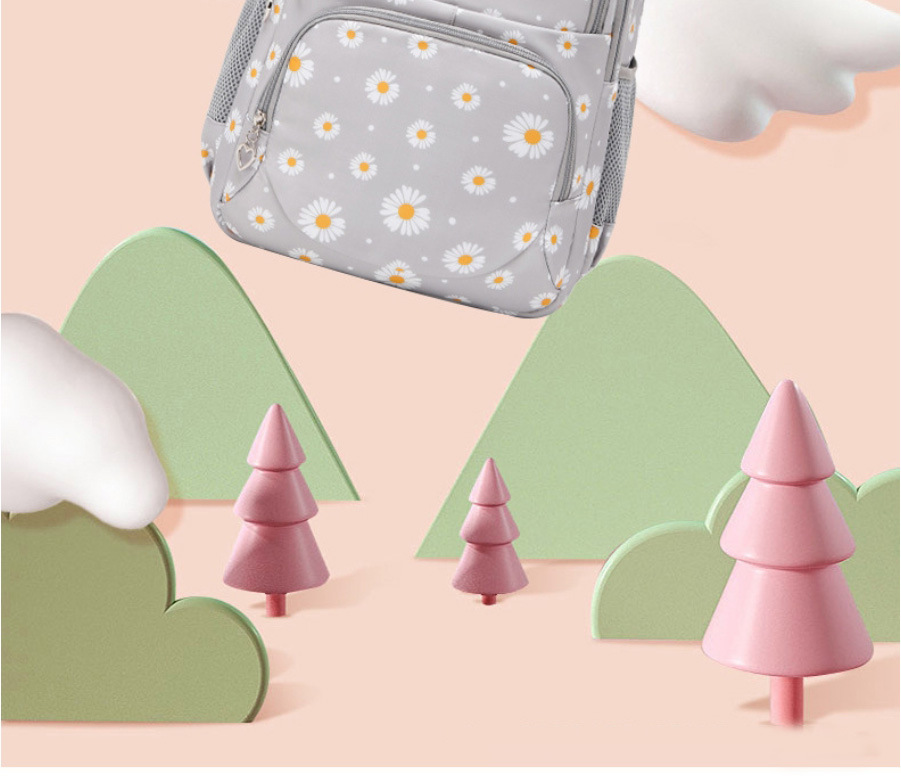 Beliebtes E-Commerce-Rucksackset für Grundschüler mit Chrysanthemenmuster, dreiteilig, großes Fassungsvermögen, wasserabweisend, Gänseblümchenmuster_voghion.com