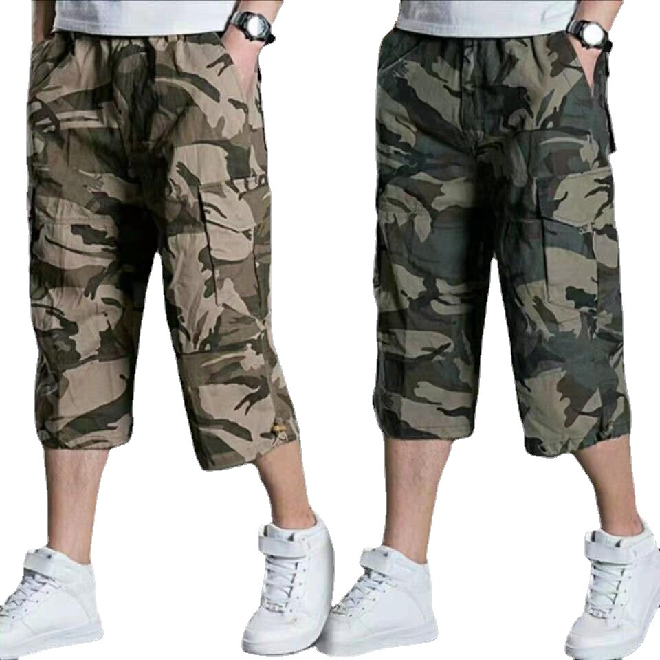 Summer New Cross-Border Men's Cargo Shorts Amazon Foreign Trade European and American Camouflage Loose Plus Size Casual 7-Point Shorts