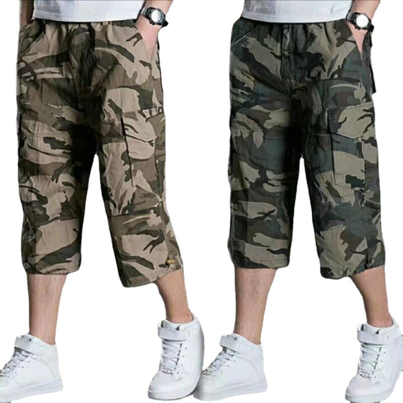 Summer New Cross-Border Men's Cargo Shorts Amazon Foreign Trade European and American Camouflage Loose Plus Size Casual 7-Point Shorts
