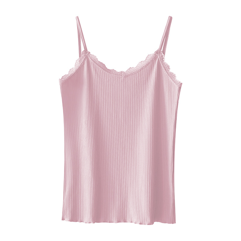 Camisola pequeña para mujer con almohadilla para el pecho en otoño e invierno con una blusa sin mangas modal exterior, camisa de fondo blanca y negra profesional