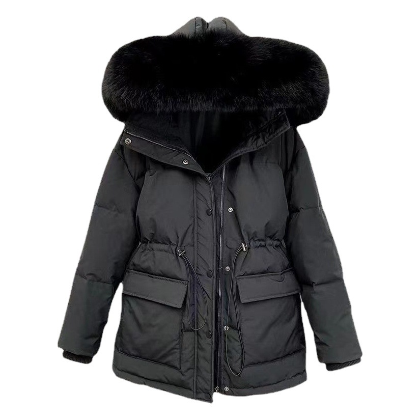 Mflの新型ダウン綿服の女性の短い韓国版はやせています。ロープを厚くして、帽子の大きい毛の襟のコートに合わせます。907