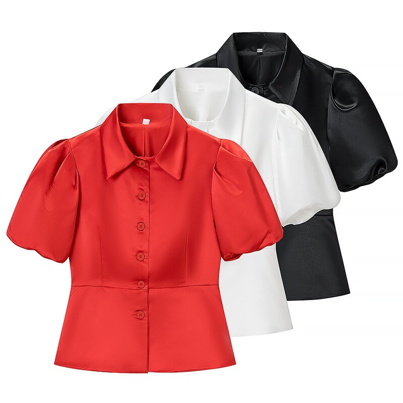 Cross-Border Wholesale Women's New Style Slim-Fit Blazer with Lapel, Puff Sleeves, and Button Embellishments Cross-Border Wholesale Women's New Style Slim-Fit Blazer with Lapel, Puff Sleeves, and Button Embellishments