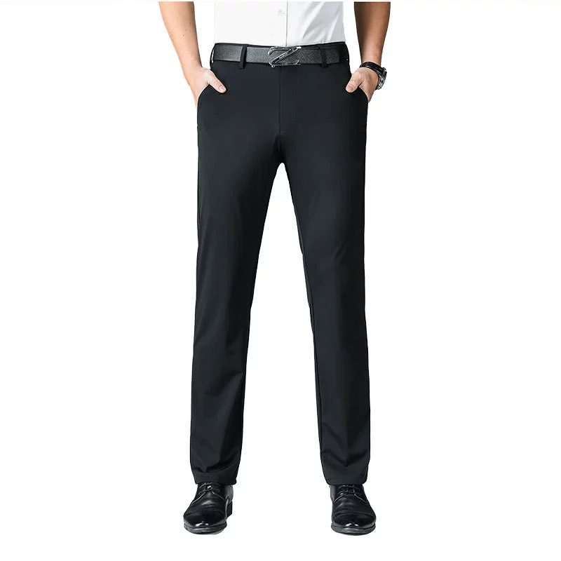 Elastic silk thin summer trousers, loose straight fit, high waist, wholesale