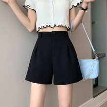 松紧腰休闲短裤女夏薄款小个子阔腿热裤口袋设计高腰显瘦轻熟靴裤