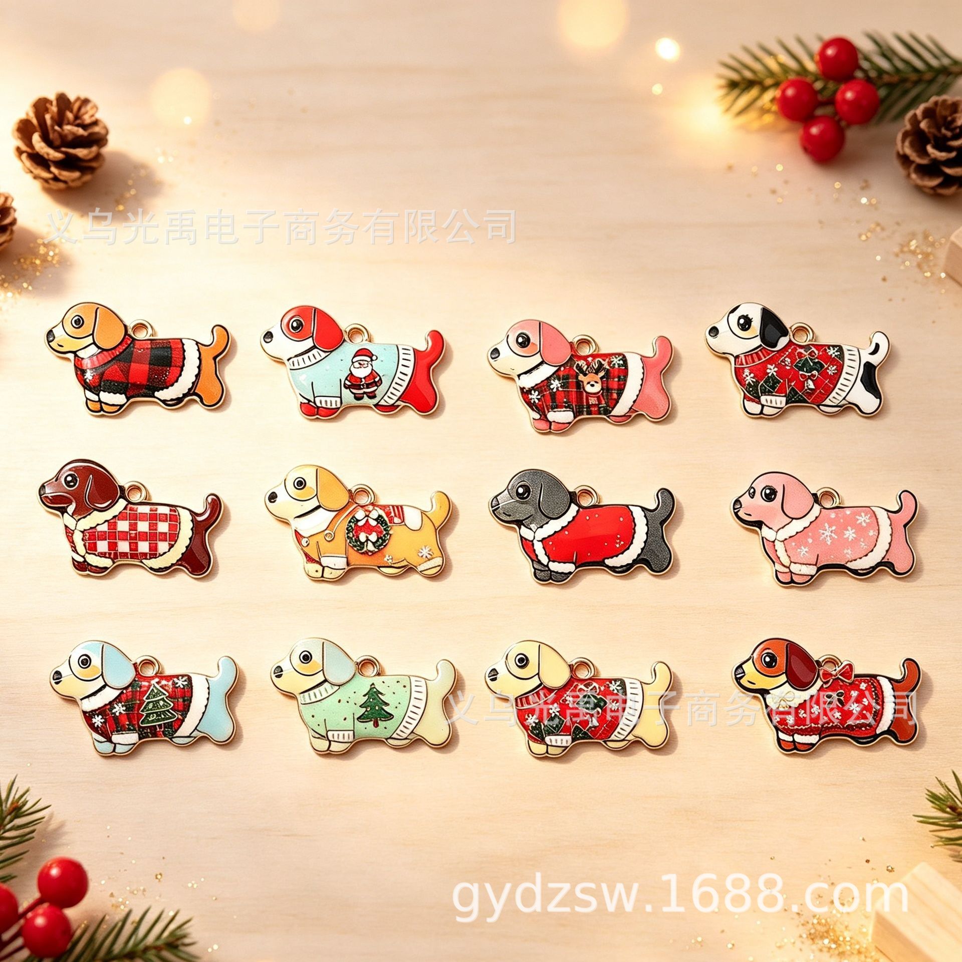 New cross-border cartoon animal Christmas atmosphere DIY dachshund keychain pendant decoration accessory
