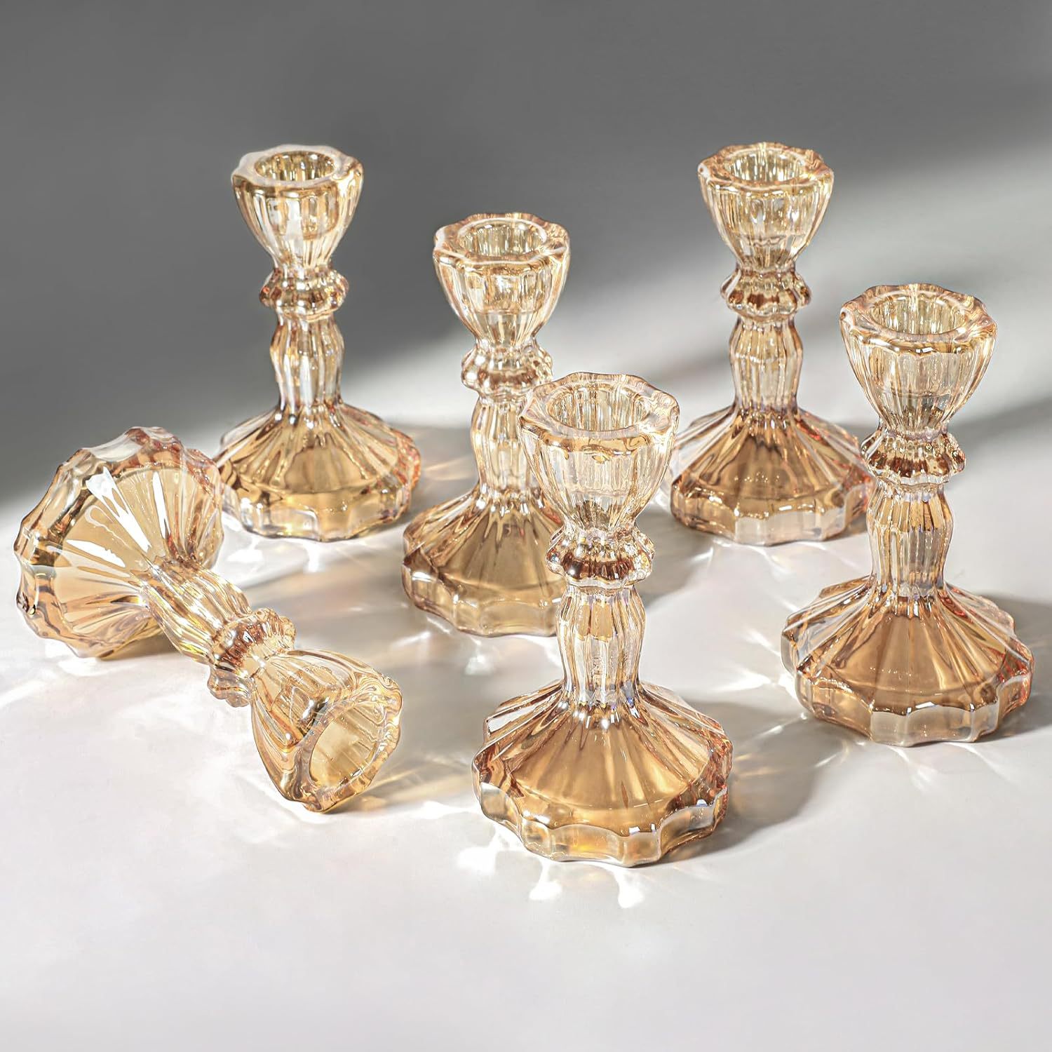 Candelabro de Vidrio Transparente Estilo Europeo Vidrio para Cena a Luz de Velas y Bodas