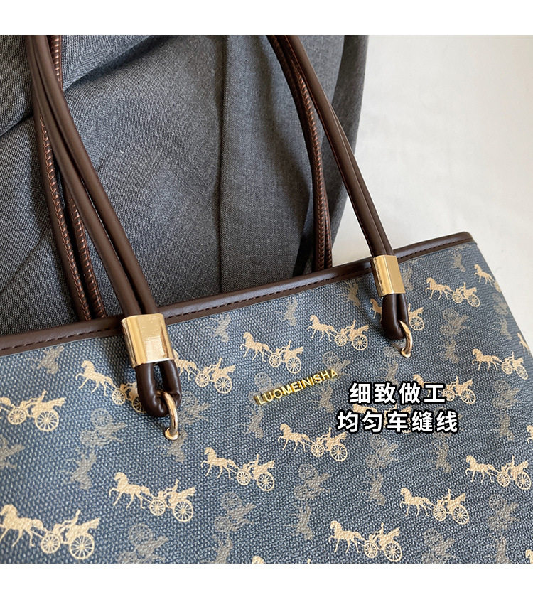 Túi tote nữ cỡ lớn đeo vai đa năng phong cách thanh lịch — Màu hồng, Màu trắng be, Màu xanh lam nhạt, Màu xanh đậm chi tiết 4