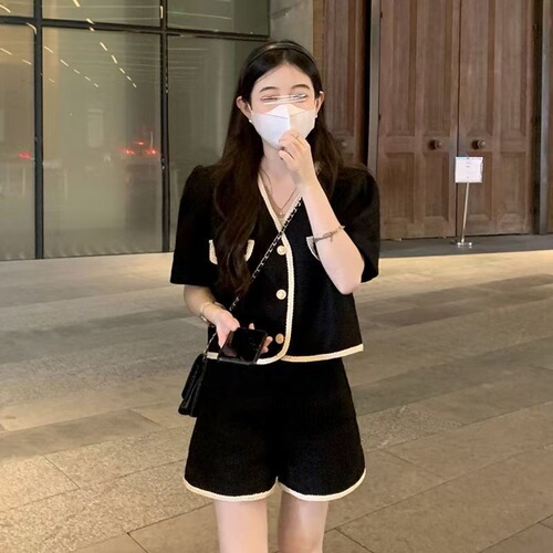 chanel style short-sleeved coat, women's clothing design, niche summer temperament, women's clothing, chanel style suit, two-piece set, trendy