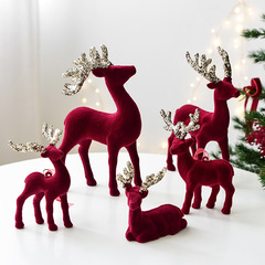 Amazon 新しいクリスマスヘラジカグリッターパウダーバーガンディ植毛鹿オーナメントクリスマスツリーペンダントクリスマスデコレーション