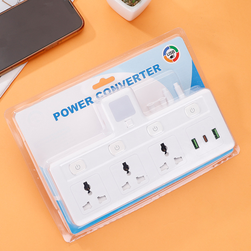 Conexión directa de pared con lámpara nocturna, una gira, tres y cuatro presiones multi-interruptor multifuncional enchufe de conversión TYPE-C convertidor