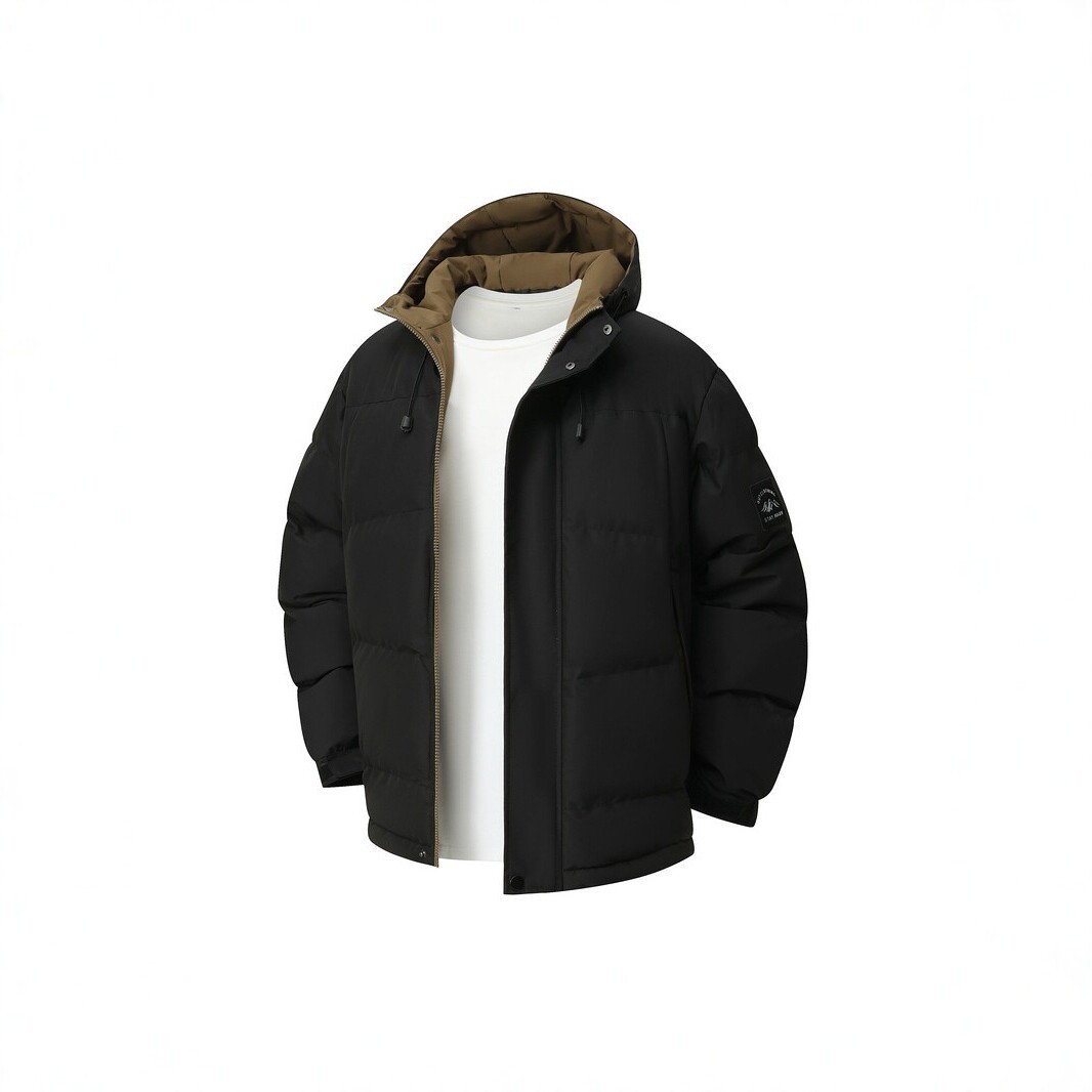 Men's Winter Thickened Hooded Cotton Jacket Outdoor Warm Loose Casual Coat