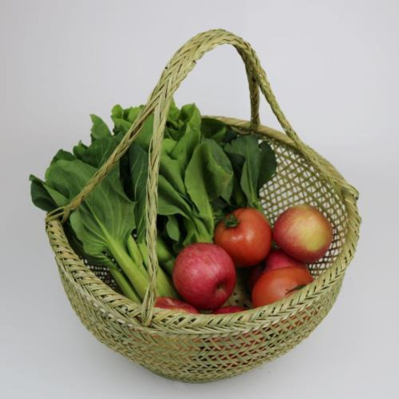 手持ちの大きな竹かご、竹編みの家庭用果物狩り、野菜かご、卵、小さな竹かご、収納かご|undefined