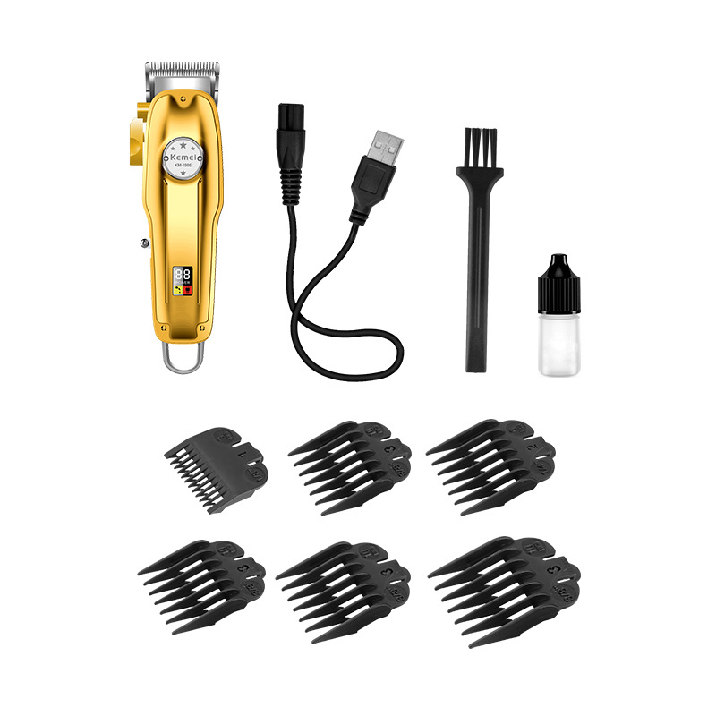 Kemei pelo clipper LED LCD digital display metal cuerpo aceite cabeza clipper KM-1986 + PG eléctrico clipper