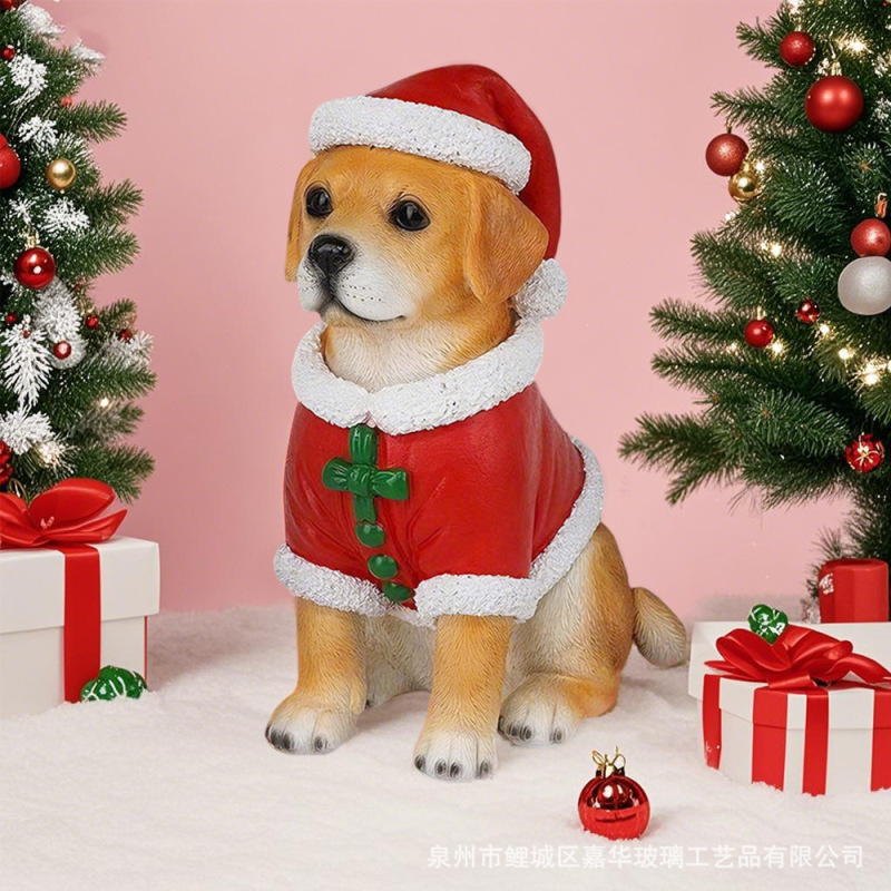 クロスボーダースポットクリスマス模擬犬かわいいラブラドール犬屋内ホリデー像樹脂装飾装飾品|undefined