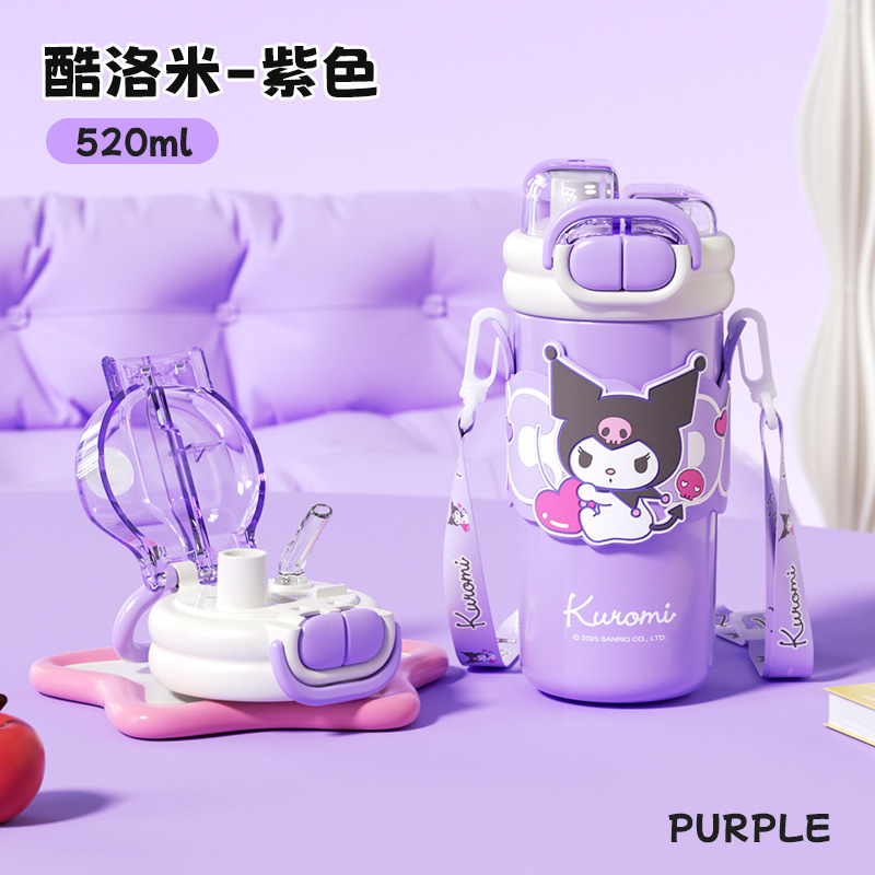 Taza termo de gran capacidad Sanrio para niñas de alto valor 2025 nuevos estudiantes para ir a la escuela taza de agua para niños de doble bebida