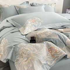 Xinjiang long-staple cotton bed four-piece set wholesale cotton quilt cover pure cotton solid color bed sheet 100 satin embroidered quilt cover
