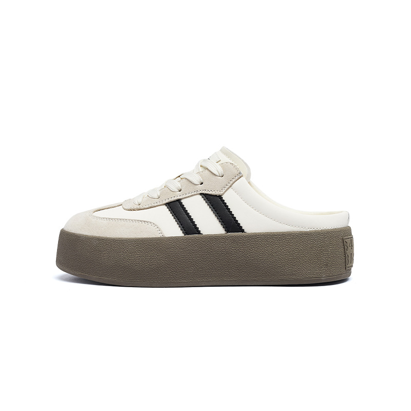 Pantuflas de suela gruesa Augu Shiden para mujer, estilo verano 2026, suela blanda, casuales, sin cordones, punta cerrada, blancas, a la moda