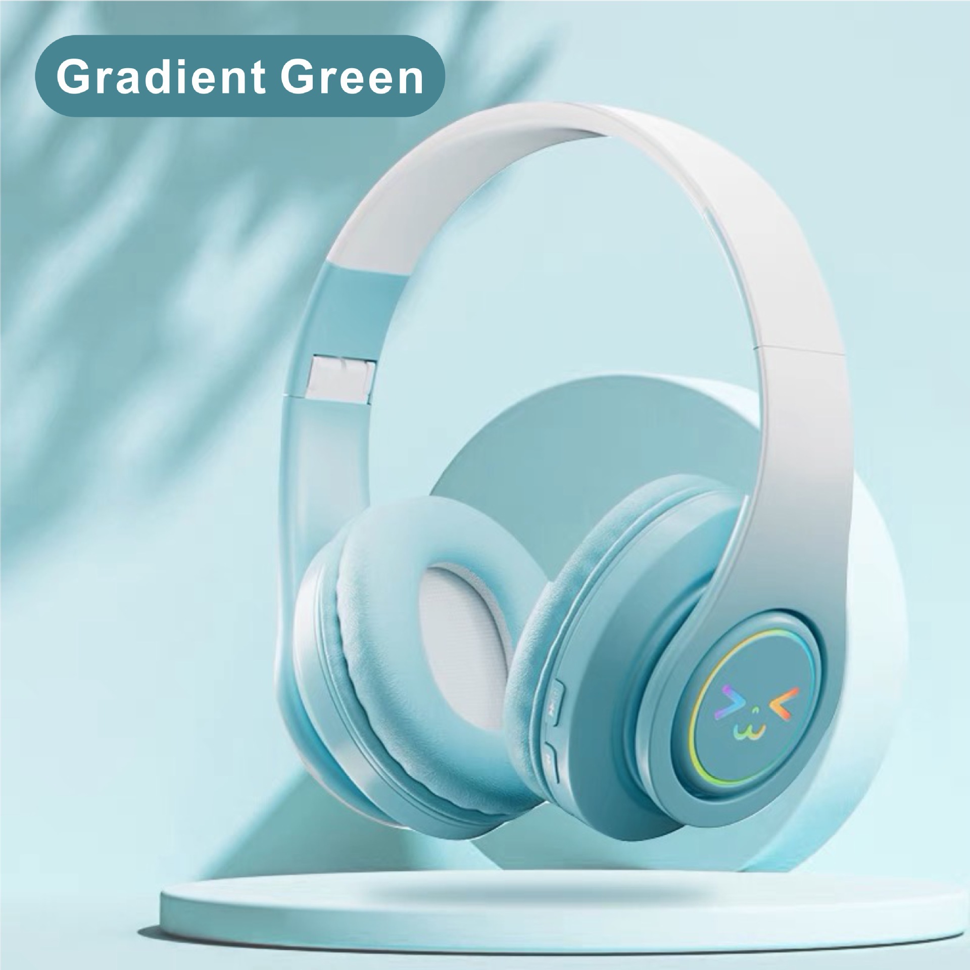 Transfronterizo nuevo gradiente de color LED luminoso todo incluido auricular inalámbrico auricular Bluetooth corriendo deportes auriculares