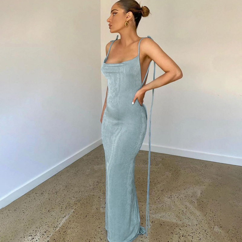 GraceChic INS Europäischer und Amerikanischer Stil Sommer 2022 Neue Damenmode Träger Sexy Rückenfrei Slim Fit Bodycon Elegantes Kleid_voghion.com