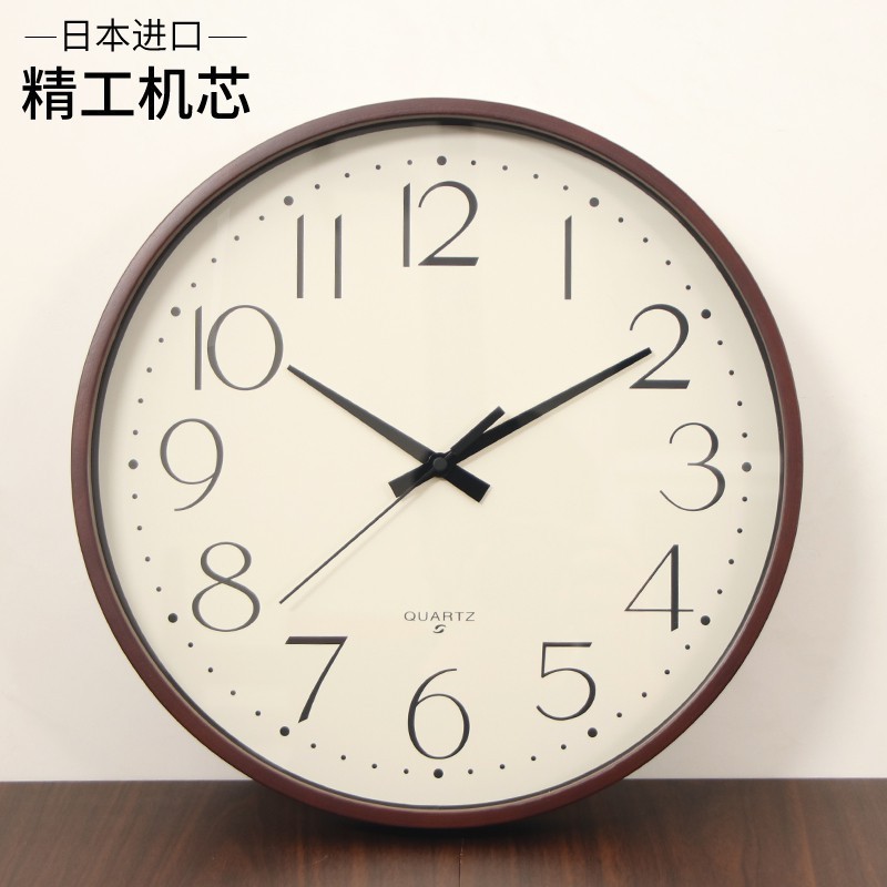 日本製セイコー無垢材壁掛け時計ライト高級家庭用時計リビングルームシンプルな壁掛け時計サイレント自動時刻設定電波時計|undefined
