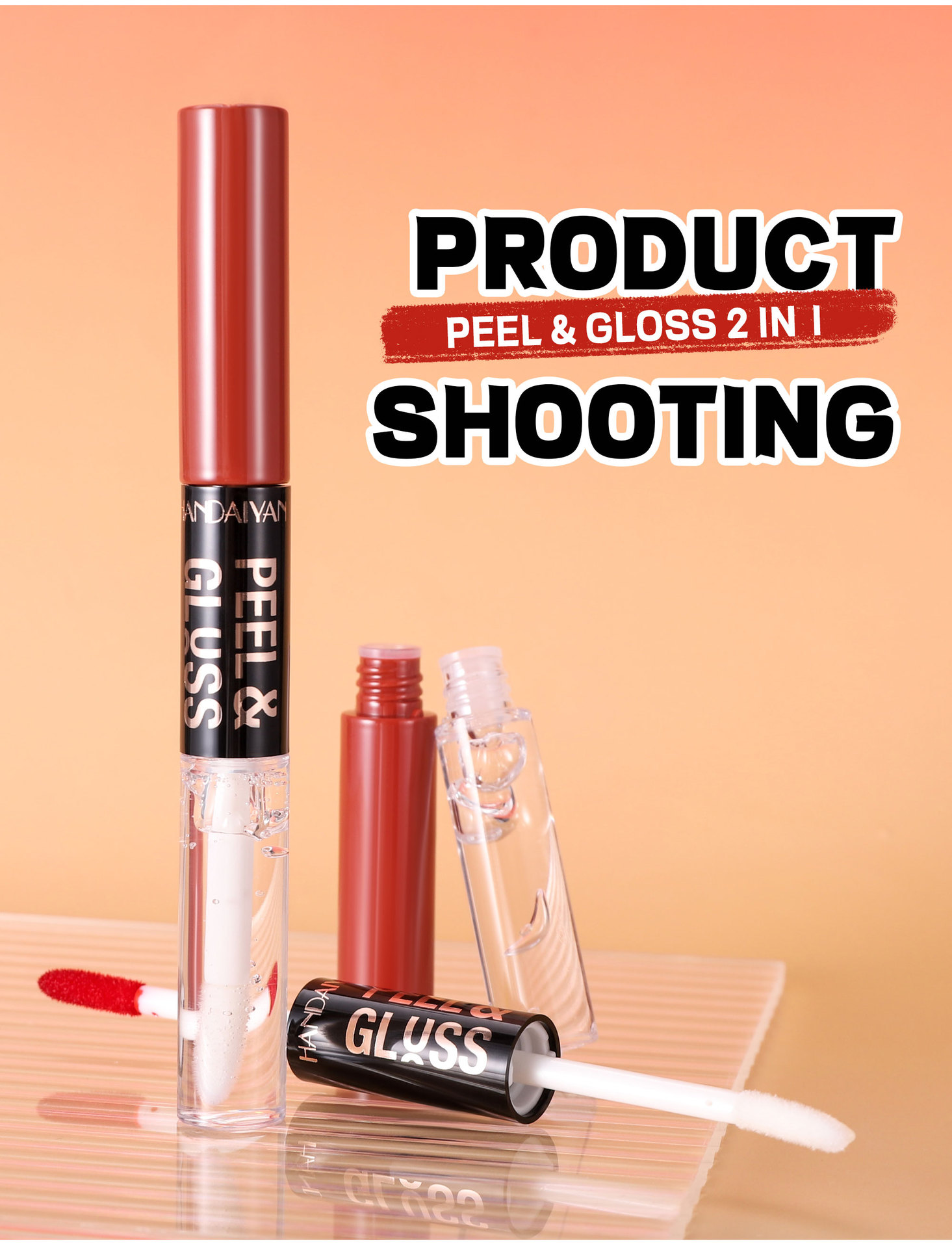 Cross-border tear-off lip gloss matte Waterproof HANDAIYAN Moisturizing and hydrating, easy to color and repair double-head tear-off lip gloss undefined