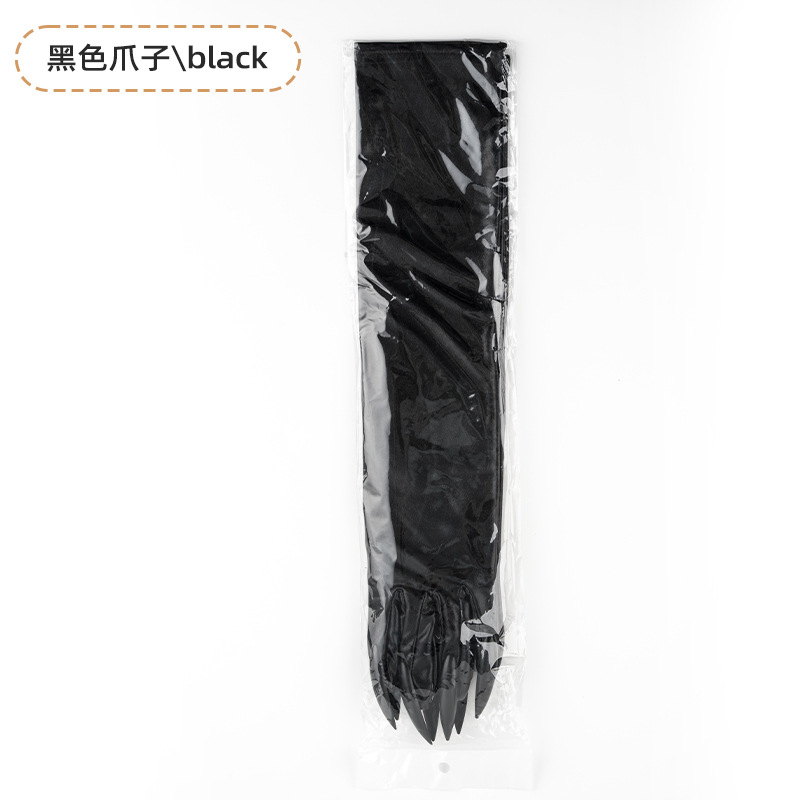 Guantes de garra de Halloween, uñas de lentejuelas negras, accesorios de cosplay de Hollowen, guantes de uñas largas