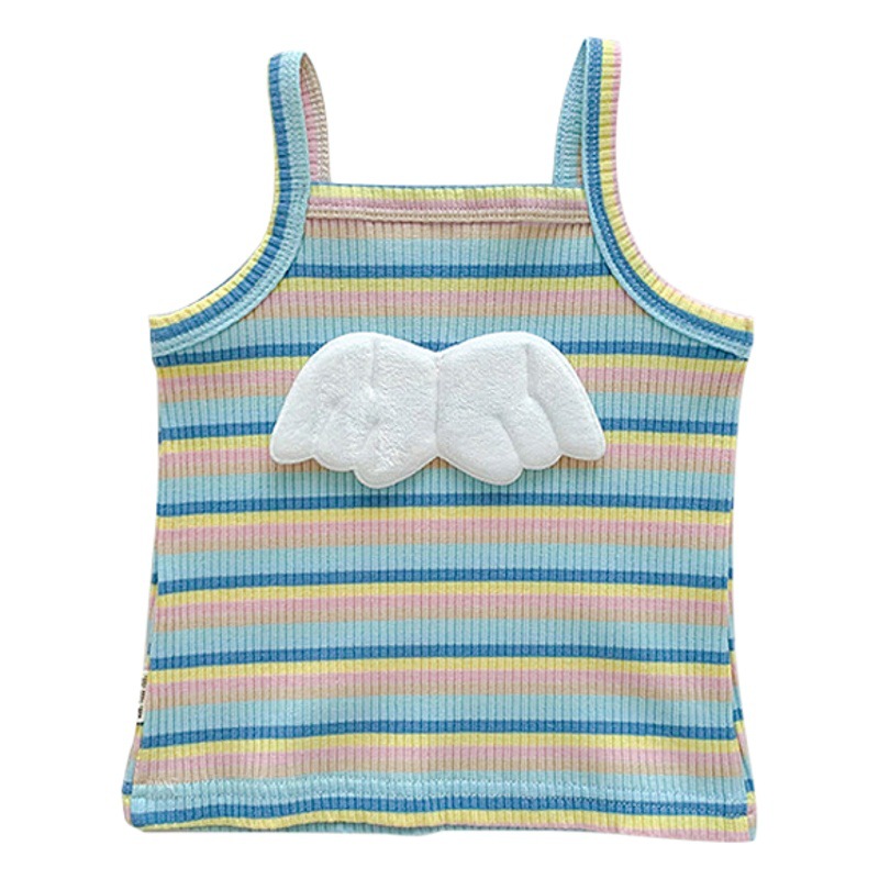 Bebé sin mangas superior verano Arco Iris rayas chaleco Delgado bebé niña camisola camiseta niños verano moda coreana