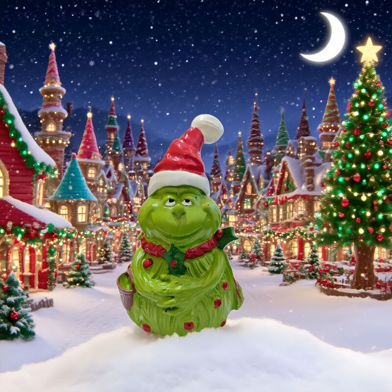 国境を越えた新しいクリスマス老人グリーン奇祝日景観緑雪だるま雰囲気配置装飾家飾り品|undefined