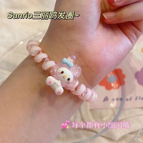 Cute Sanrio colorful phone cord hair band ins internet celebrity cartoon couple bestie bracelet Japanese and Korean student hair accessories