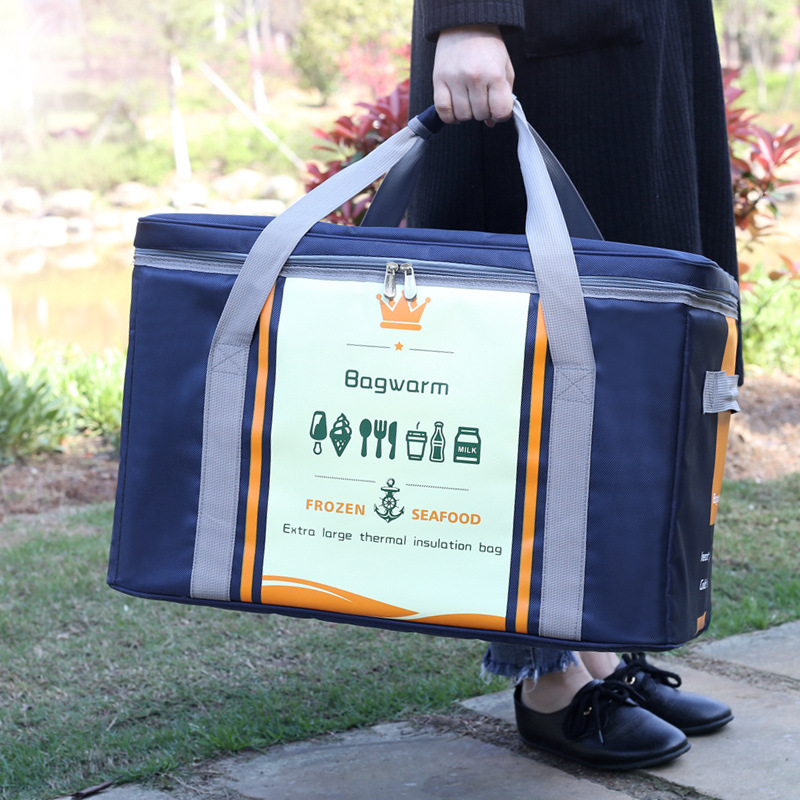IYR7 Extra Large Insulated Bag with Thick Aluminum Foil Cooling Bag, Waterproof Takeaway Delivery Box, Portable Outdoor Refrigeration Preservation